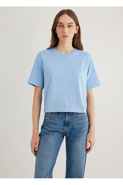 Mavi tricou de bază pentru femei, cu croiala lejeră