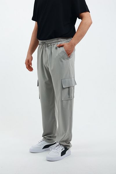 OXVİN Cushy Cool Men's Oversize Loose Cut Parachute Cargo Pocket Adjustable Leg Clip Baggy Pants