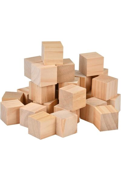 HayraNis 200 Adet 2 X 2 Cm Ahşap Küp, Ahşap El Işleri Için Bitmemiş Ahşap Blo...