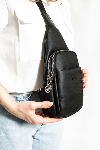 Getcho Lenglet Women's Black Body Bag Bag Multi-Eye Zipper Suitable for Daily Use with Cross Strap