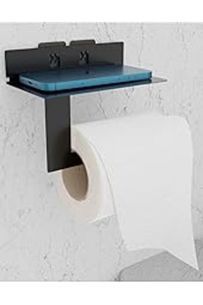 Mu Art Metal Black Ultra Strong Adhesive Phone Holder Toilet Wc Paper Holder Mt92S