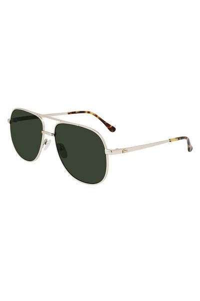 Lacoste Aviator Sunglasses Gold Green L222SG 714 Size 60