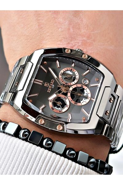 Reward Smoked Color Functions Active Square Men's Wristwatch + Bracelet