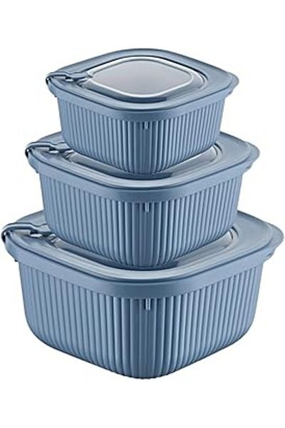 Mu Art Orret Home 3 Pcs Mikroline with Storage Door Against Microwave Application 600-1100-1800 ml
