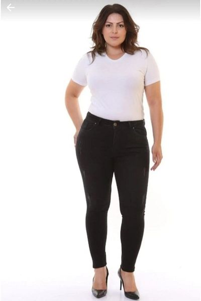 Lixera Black Nail Lycra High Waist Plus Size Jeans Trousers (Collector)