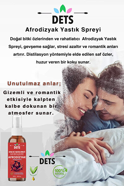 Dets Doğal Afrodizyak Yastık Spreyi – Romantik Atmosfer, Huzur ve Rahatlama İçin 9 Saf Yağ