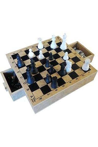 Karachil Woodigon wooden chess set with drawer