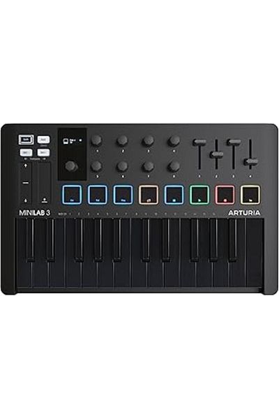 Mu Art Arturia Minilab 3 Deep Black, Keyboard, Black White