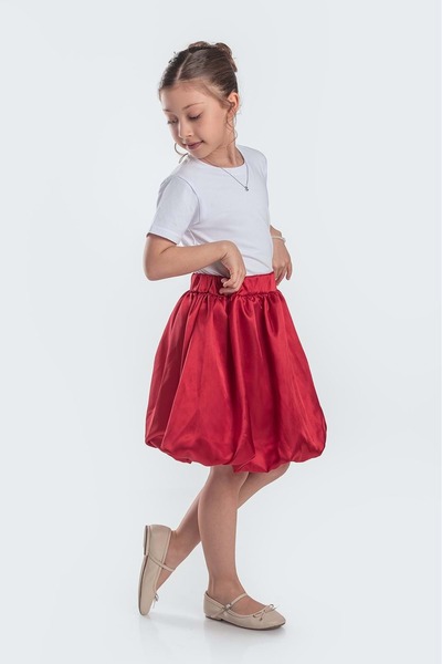 Mnk Baby&Kids Saten Balon Kız Çocuk Etek M00729 KIRMIZI