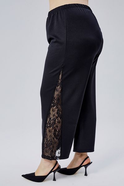 Curvy Trend Large Size Stretchy Trousers with Lace Detail