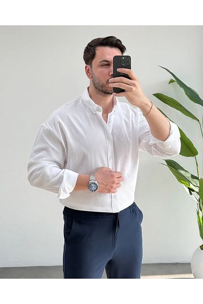 viperkombin Ανδρικό λινό πουκάμισο Regular Crinkle Linen
