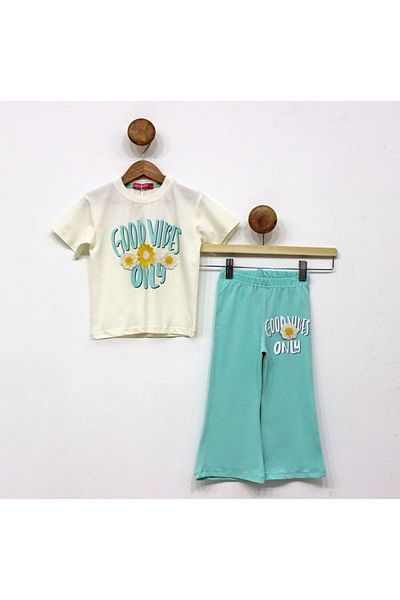 Mnk Baby&Kids Mint Green Girls' Spanish Pants and Short Sleeve Bodysuit - M00712