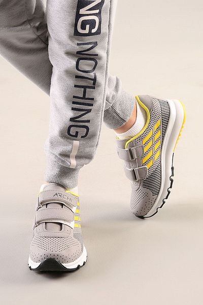 AYN-Shoes Pantofi sport cu talpă anatomică de zi cu galben-gheață pentru copii