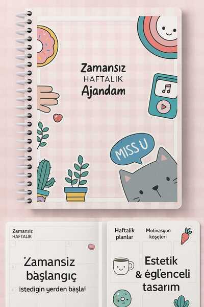 Ozzy ZAMANSIZ AJANDA SPİRALLİ SERT KAPAK HAFTALIK DEFTER 17x24