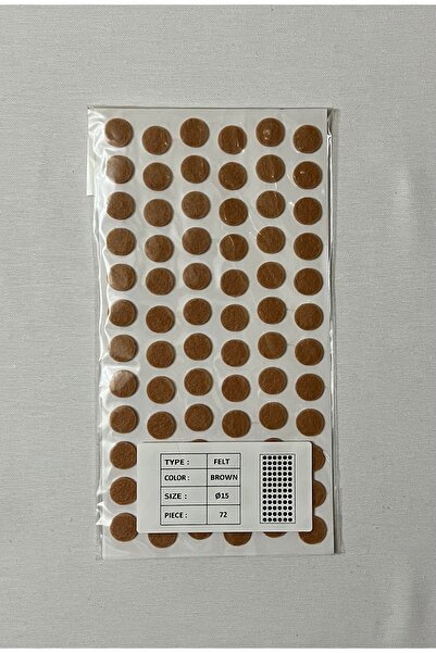 HOMDEP Mobilya Masa Sandalye Koltuk Ayağı Kaydırmaz Ses Önleyici Keçe Yapışkanlı 15mm Daire Kahve