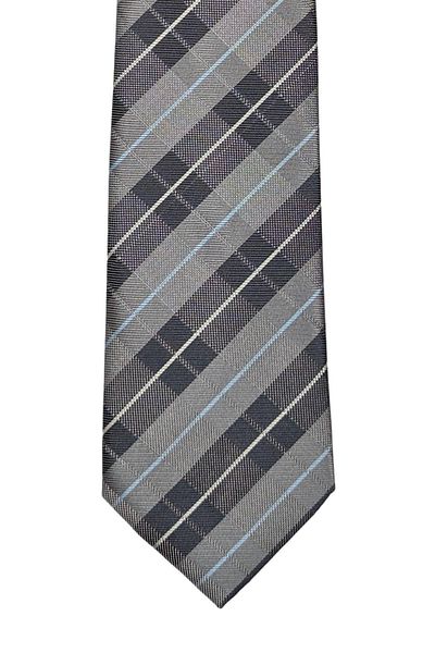 1001 Kravat Plaid Patterned Gray Colored 7 cm Wide Thin Tie
