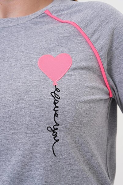 Mecit Pijama Spor Kadın Uzun Kollu Kol ve Ayak Bilekleri Manşetli Pijama Takımı %85 Pamuk, %10 Viskon, %5 Likra