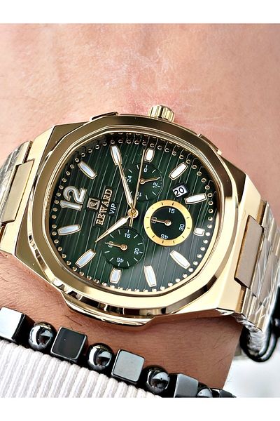 Reward Gold Color Functions Active Square Model Men's Wristwatch + Bracelet