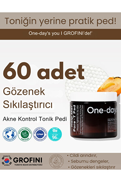 ONE DAYS YOU Gözenek Sıkılaştırıcı Ve Kontrolü, One-day's You Pore-t Pad 60'l...