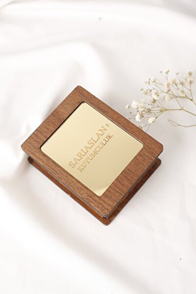 SARIASLAN Özel Ahşap Kutuda Manolya Çiçek Gümüş Kolye Kırmızı Altın Rengi