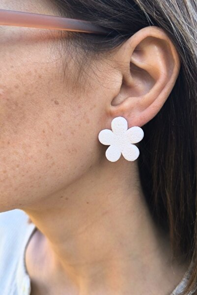 thecolourfully أقراط البرسيم - أبيض مملح (طين بوليمر - أقراط أظافر، صناعة يدوية)