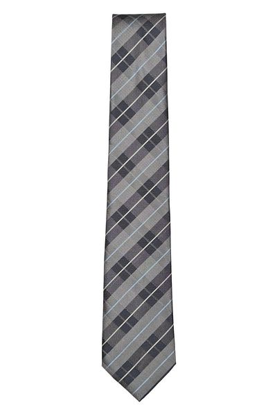 1001 Kravat Plaid Patterned Gray Colored 7 cm Wide Thin Tie