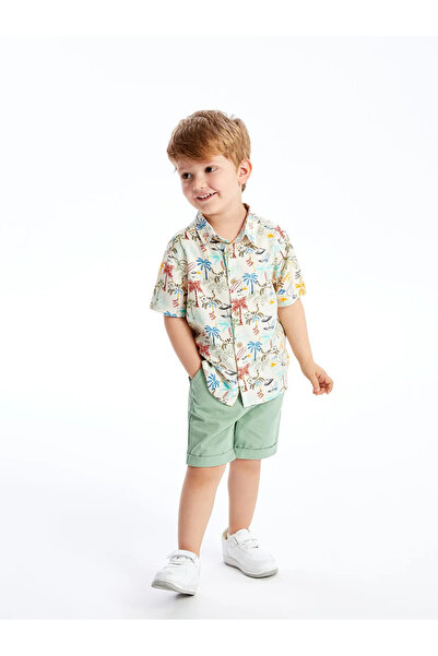 LC Waikiki Lcw Kids Beige Short Sleeve Printed Baby Boy Shirt and Shorts Set ...