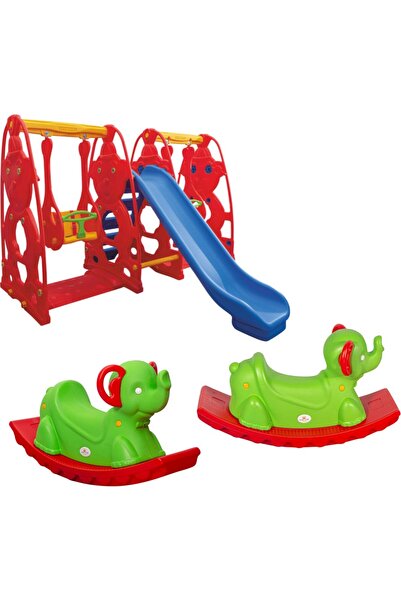 MUPARK 2 Salıncak 1 Kaydırak 2 Sallanan Fil Çocuk Oyun Parkı Seti - Anaokulu ...