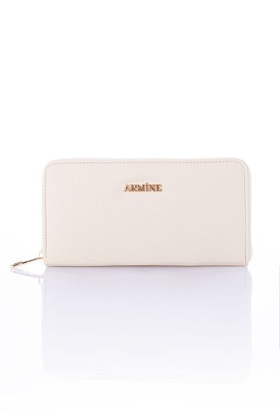 Getcho Armine C05 Jannler Women's Cream Pia Beige Zippered Large Size Multi-Eye Card Holder Daily Stylish Wallet Model