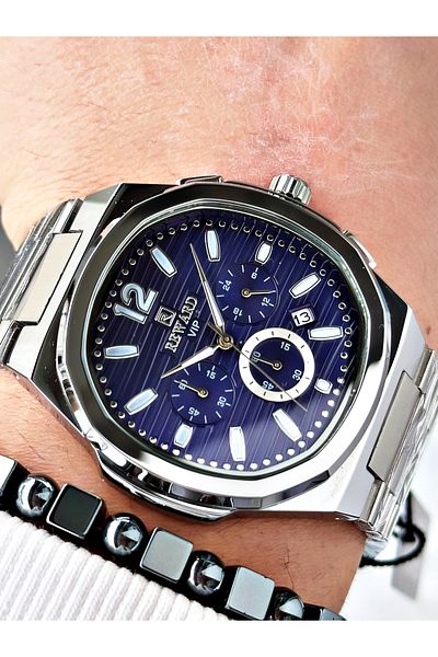 Reward Silver Color Functions Active Square Model Men's Wrist Watch + Bracelet