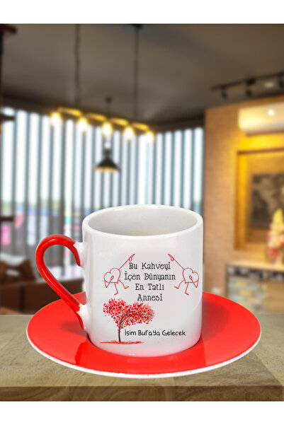 Asay Baskı Anneler Gününe Özel Türk Kahvesi Fincanı Kişiye Özel