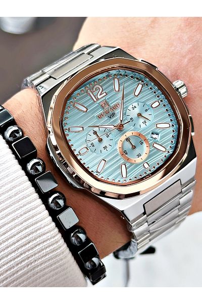 Reward Silver Color Functions Active Square Model Men's Wrist Watch + Bracelet