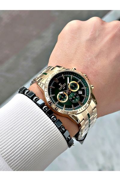 Reward Gold Color Functions Active Mid-Strip Steel Cord Men's Wrist Watch + Bracelet