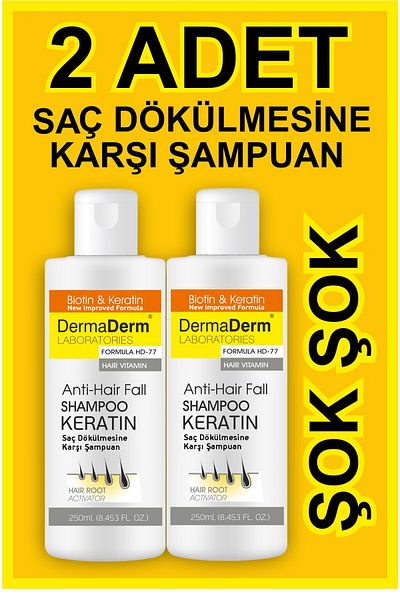 DermaDerm 2 Pcs Anti-Hair Loss Biotin and Keratin Shampoo 250ml