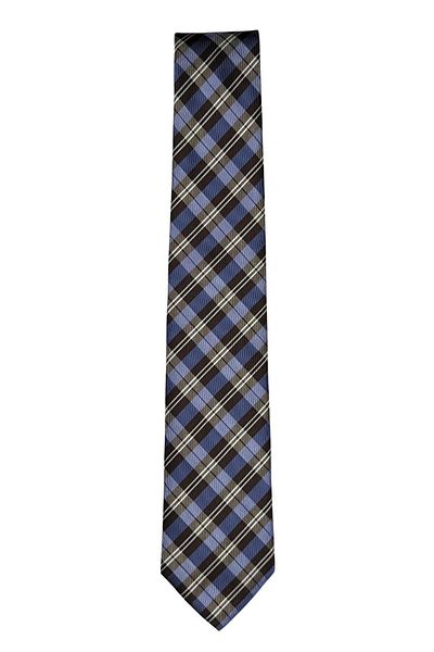 1001 Kravat Brown Plaid Patterned 7 cm Wide Thin Tie