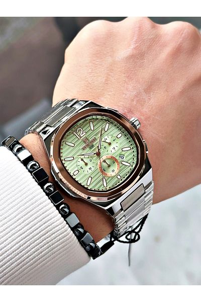 Reward Silver Color Functions Active Square Model Men's Wrist Watch + Bracelet