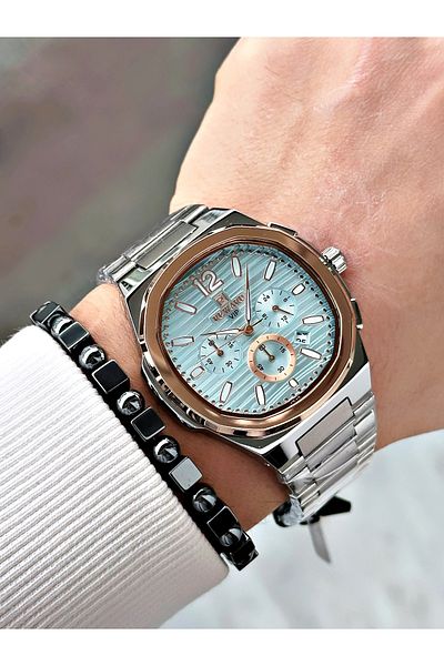 Reward Silver Color Functions Active Square Model Men's Wrist Watch + Bracelet
