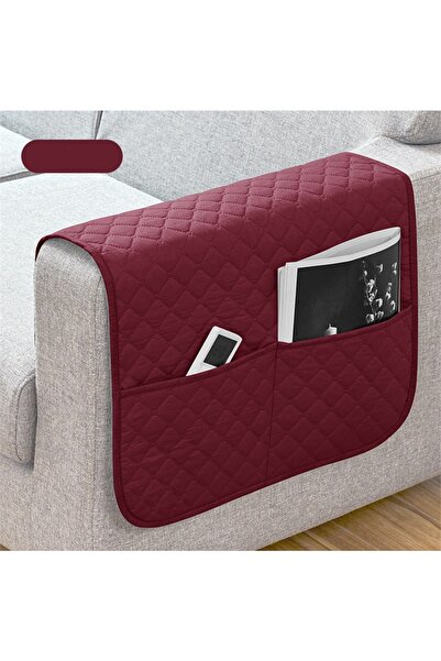 Choice غطاء مسند ذراع أريكة مقاوم للماء مقاس 50 × 110 سم A1 أحمر نبيذي مع جيوب