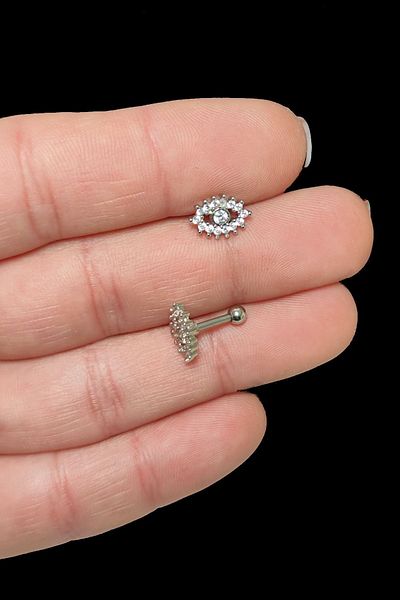 nefes Surgical Evil Eye Bead Model with Steel Eye Figure Tragus, cartilage, helix Piercing Nago01