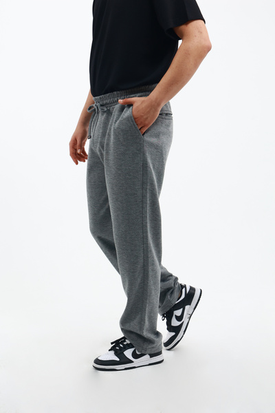 OXVİN Men's Baggy Loose Cut Pique Trousers - Classic Loose Leg - Slimming Back Pocket