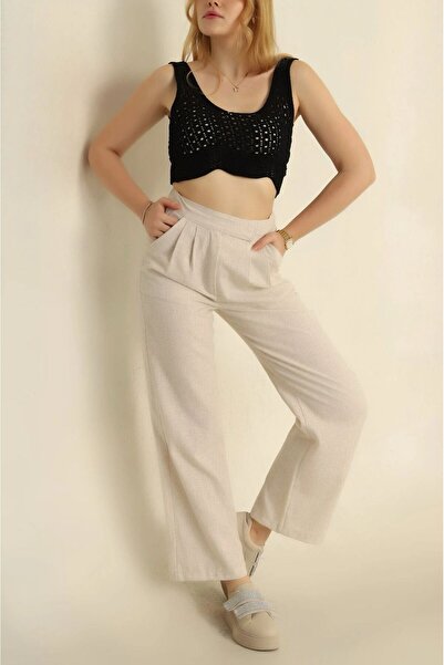 mj style Women's high waist flared linen pants