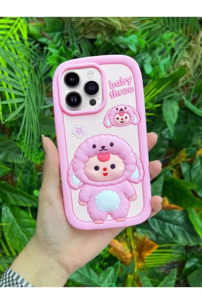 OSG حافظة هاتف ممتازة متوافقة مع هاتف iPhone 16 Pro Max ممتصة للصدمات وناعمة الملمس ثلاثية الأبعاد بنمط الأغنام الحلوة