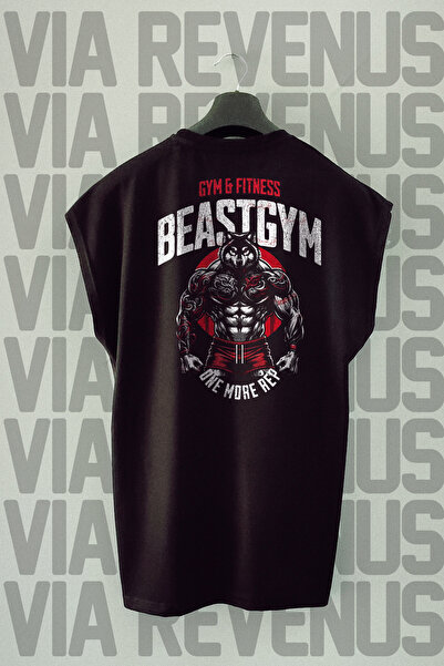 Vordevia Beast Gym Back Štampano Sportska majica bez rukava okrugla kragna