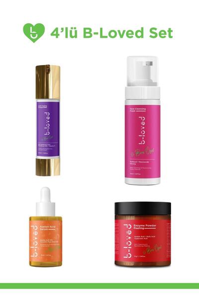 b-loved 4'lü Cilt Bakım Seti Sıkılaştırıcı Yüz Kremi Azelaik Asit Enzim Peeli...