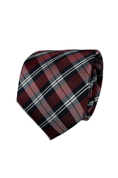 1001 Kravat Burgundy Colored Plaid Patterned 7 cm Wide Thin Tie