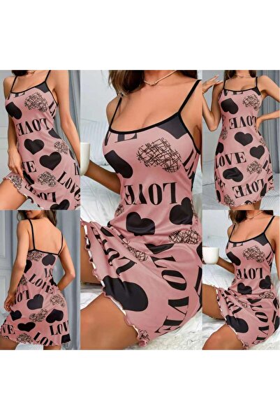 RAHAF TİCARET Kadın Seksi spagetti kayışı v yaka gecelik