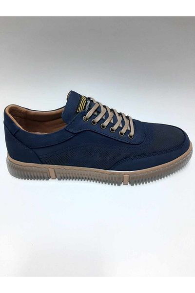 Luis Figo Lui̇s Fi̇go Genuine Leather Lace-Up Navy Blue Summer Men's Shoes