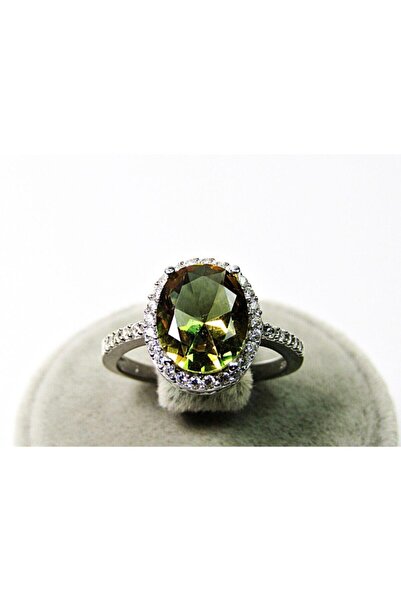 lilahgümüştr Gümüş Zultanit Oval Taşlı Yanları Beyaz Taşlı Kadın Yüzük