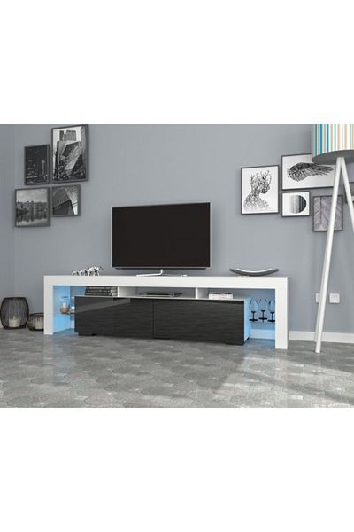 SAHABA Stilo black and white TV table with lighting model