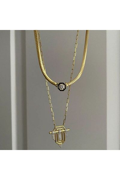 Ervalina Knight Zircon Steel Serenay Necklace Set